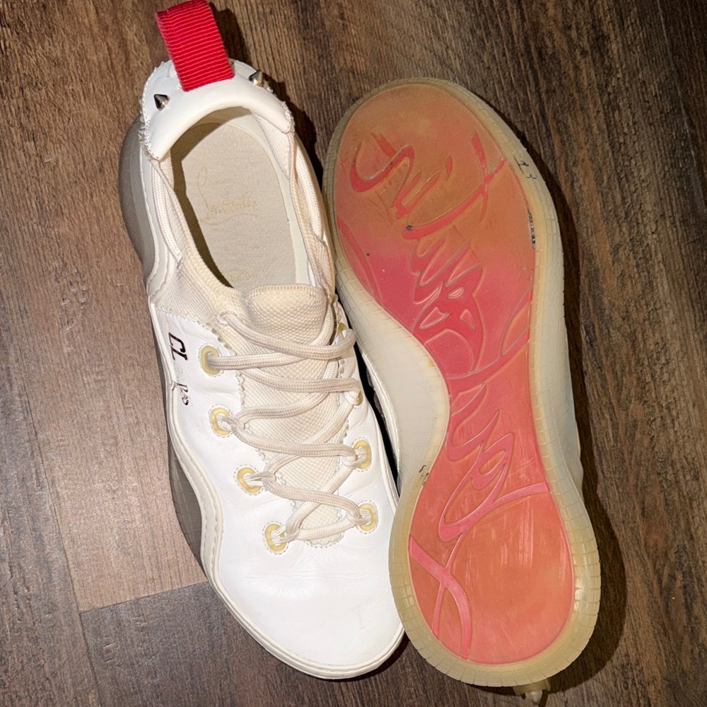 Christian Louboutin White Sneakers with Pink Red Sole